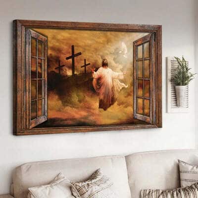 Christian Jesus The Rugged Cross Heaven's Light Canvas Wall Art