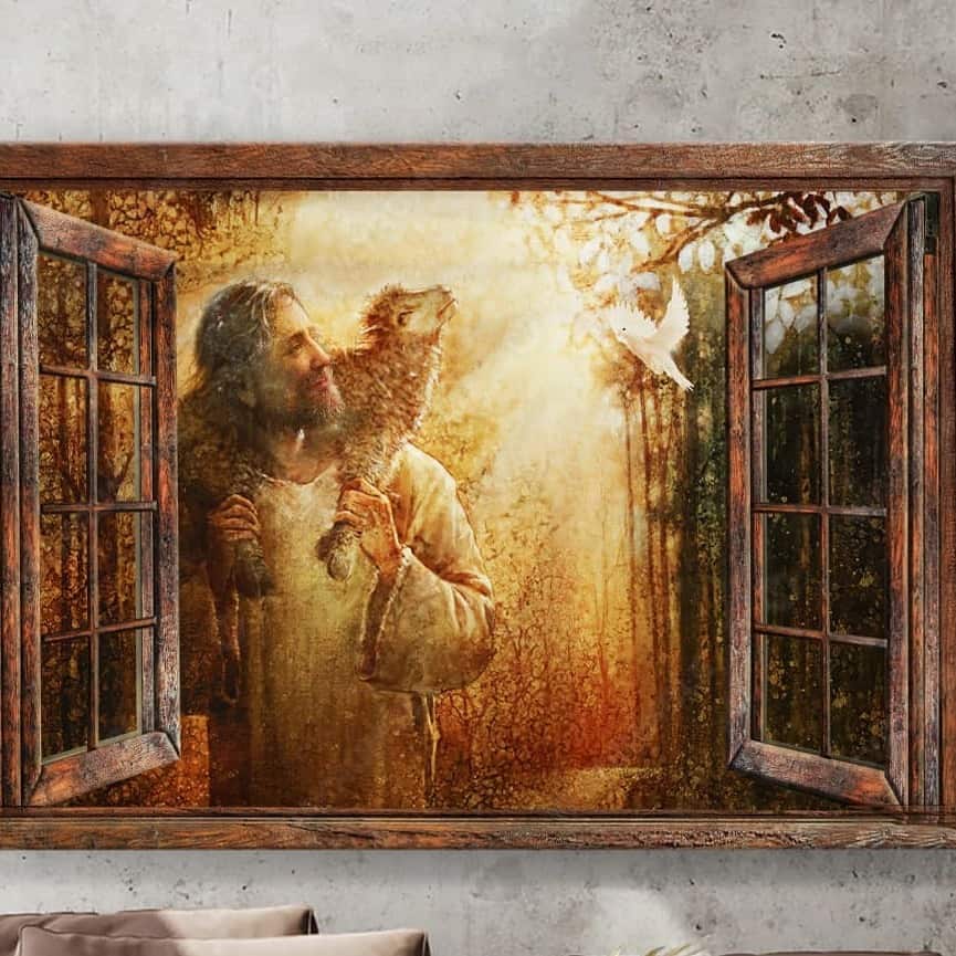 Christian Jesus The Lamb And The Dove Canvas Wall Art Christian Jesus The Lamb And The Dove Canvas Wall Art