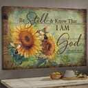 Christian Jesus Sunflower Be Still And Know That I Am God Canvas Wall Art Christian Jesus Sunflower Be Still And Know That I Am God Canvas Wall Art