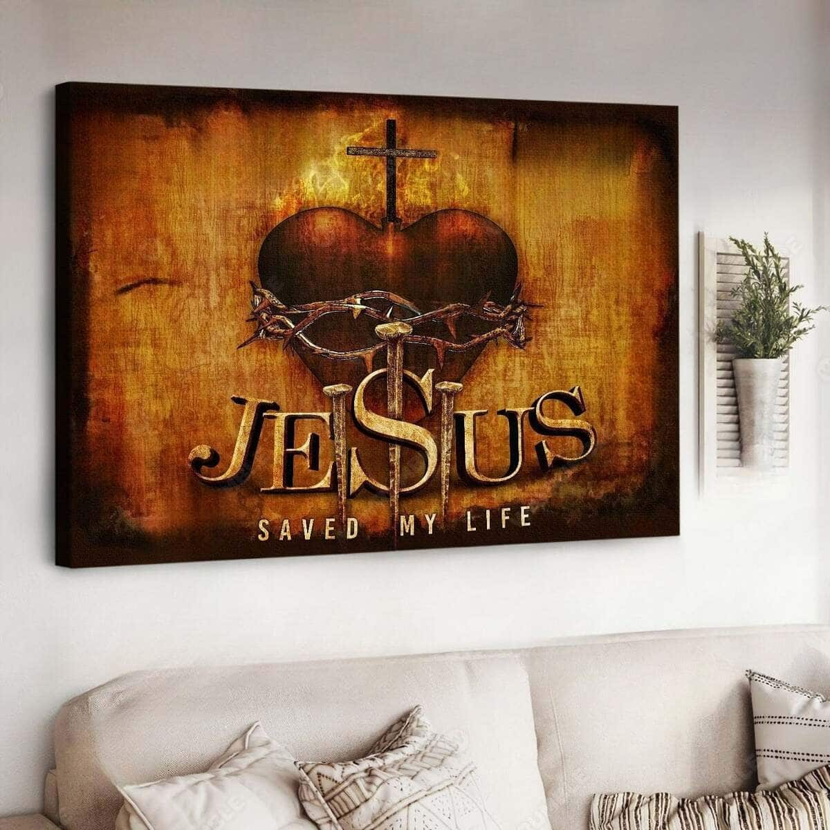 Christian Jesus Saved My Life Religious Faith Canvas Wall Art