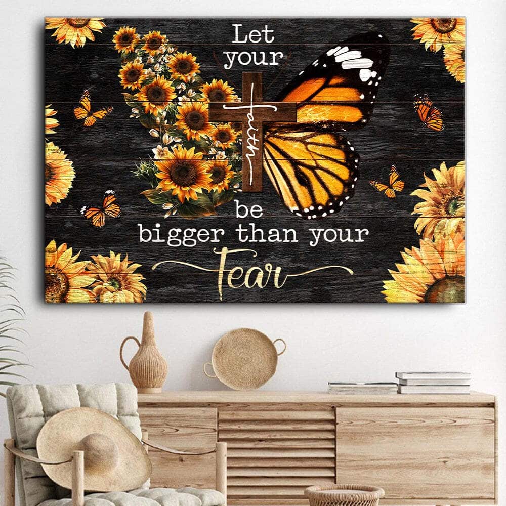 Christian Jesus Let Your Faith Be Bigger Than Your Fear Canvas Wall Art