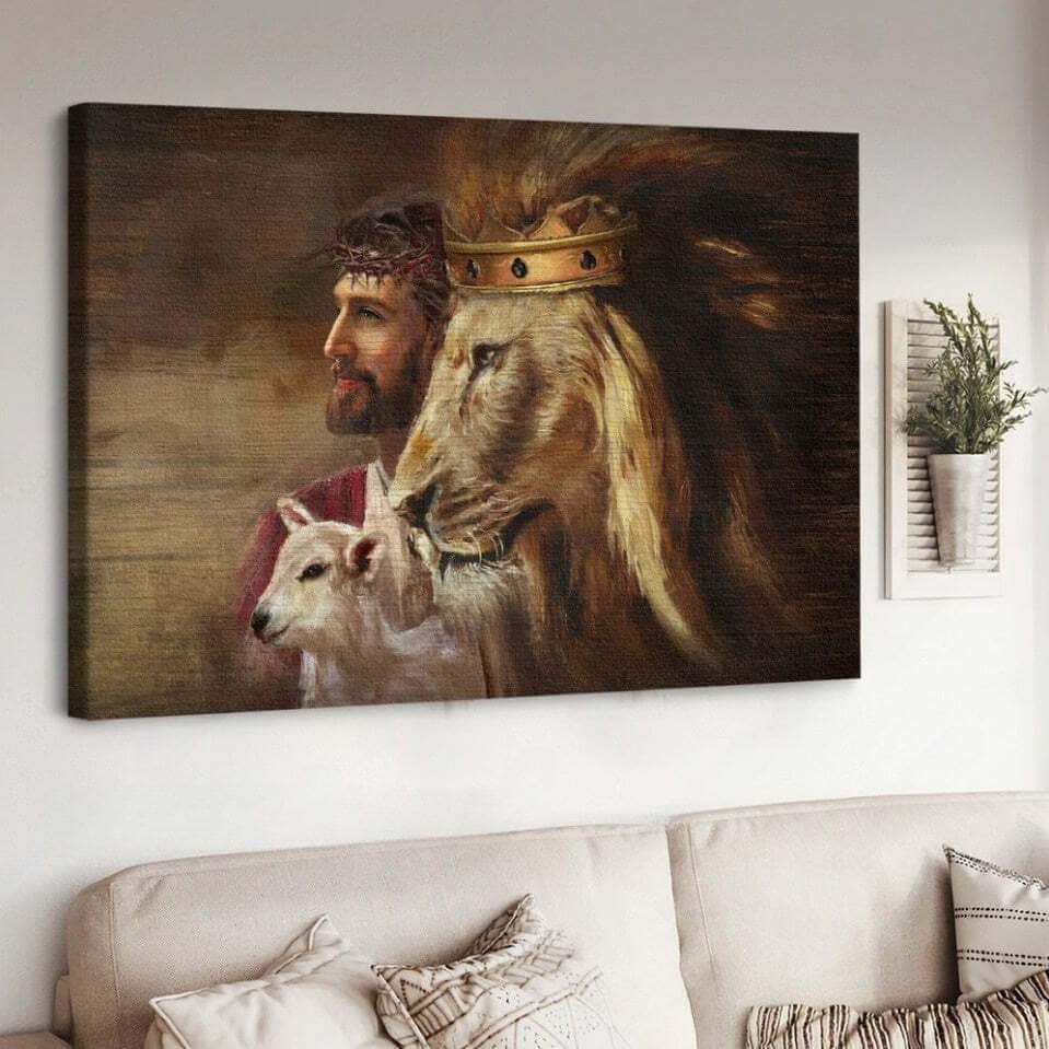 Christian Jesus Lion Lamb Canvas Wall Art Christian Jesus Lion Lamb Canvas Wall Art