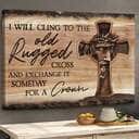 Christian Jesus I'll Cling To The Old Rugged Cross Canvas Wall Art