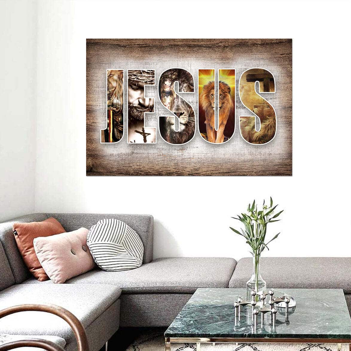 Christian Jesus Lion Canvas Wall Art