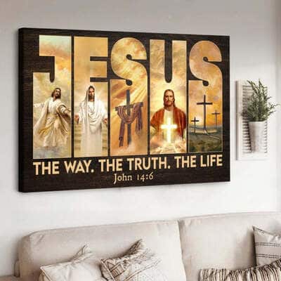 Christian Jesus Cross The Way The Truth The Life Canvas Wall Art