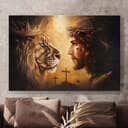 Christian Jesus Lion Of Judah Cross Canvas Wall Art