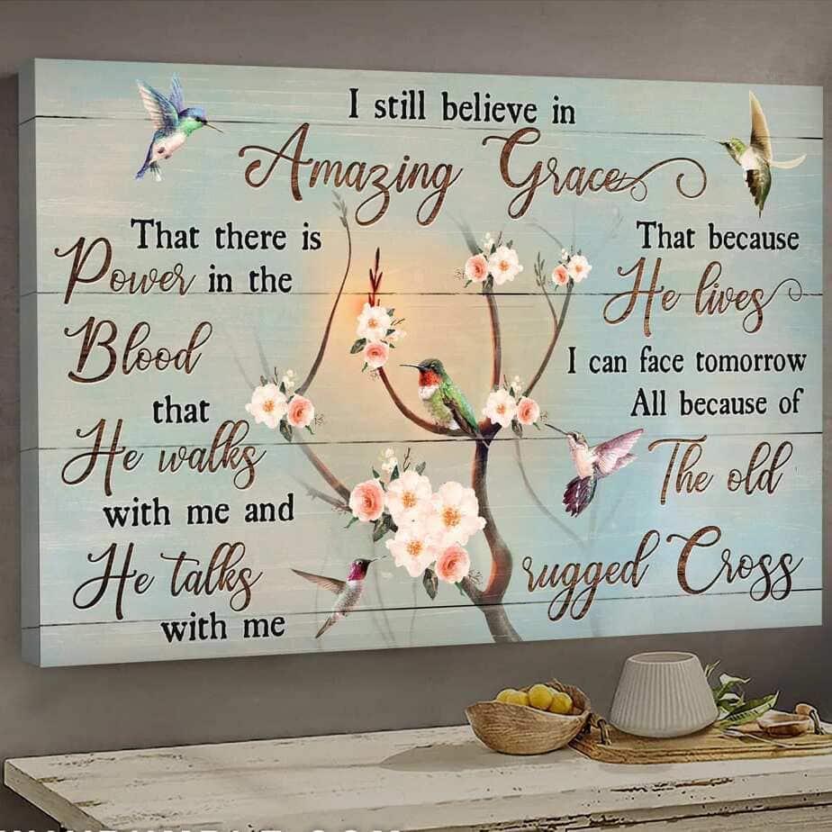 Christian Jesus The Old Rugged Cross I Still Believe In Amazing Grace Canvas Wall Art