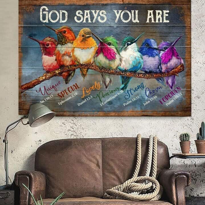 Christian Canvas Wall Art Hummingbird God Says You Are Unique Christian Canvas Wall Art Hummingbird God Says You Are Unique