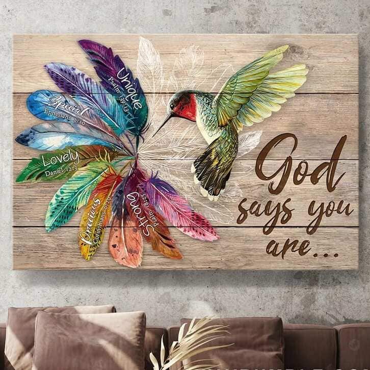 Christian Canvas Wall Art Hummingbird God Says You Are Strong Christian Canvas Wall Art Hummingbird God Says You Are Strong