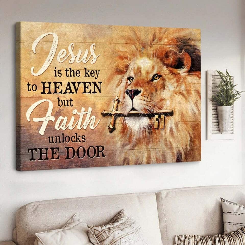 Golden Key Beautiful Lion Jesus Is The Key To Heaven Canvas Wall Art Golden Key Beautiful Lion Jesus Is The Key To Heaven Canvas Wall Art