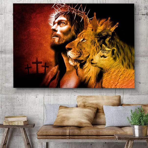 Christian Canvas Wall Art God Lion And Lamb Christian Canvas Wall Art God Lion And Lamb