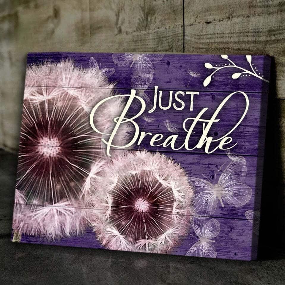 Christian Canvas Wall Art Dandelion Just Breathe