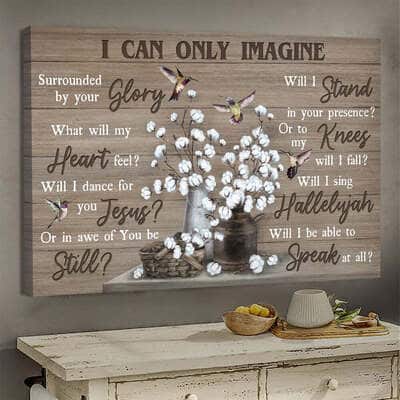 Christian Canvas Wall Art Flower Hummingbird I Can Only Imagine