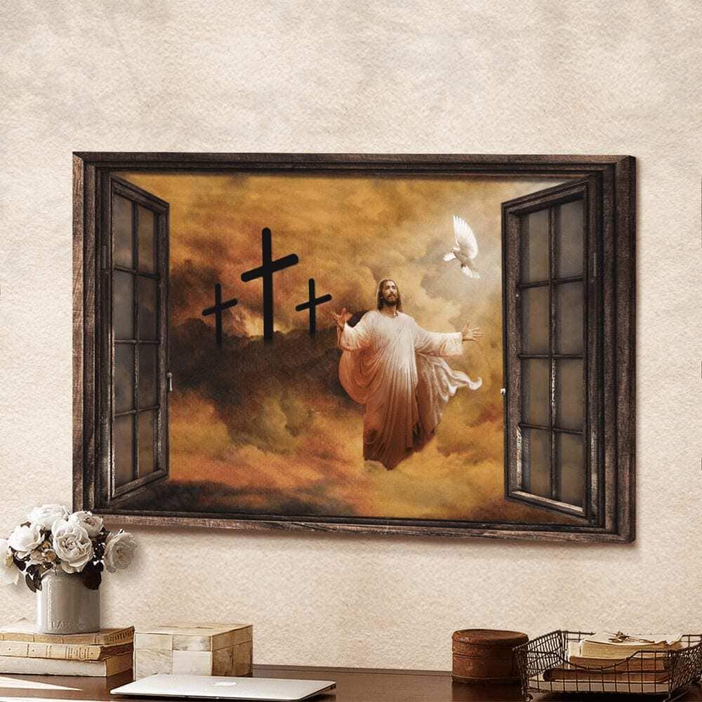 Christian Jesus And Dove The Rugged Cross Canvas Wall Art Christian Jesus And Dove The Rugged Cross Canvas Wall Art