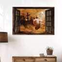Christian Jesus And Dove The Rugged Cross Canvas Wall Art