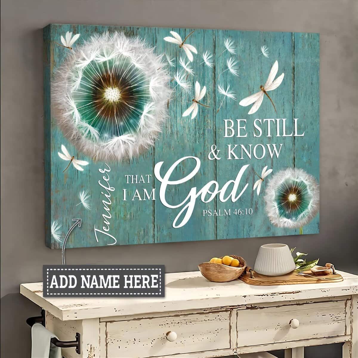 Personalized Christian Canvas Wall Art Be Still And Know That I Am God Custom Name