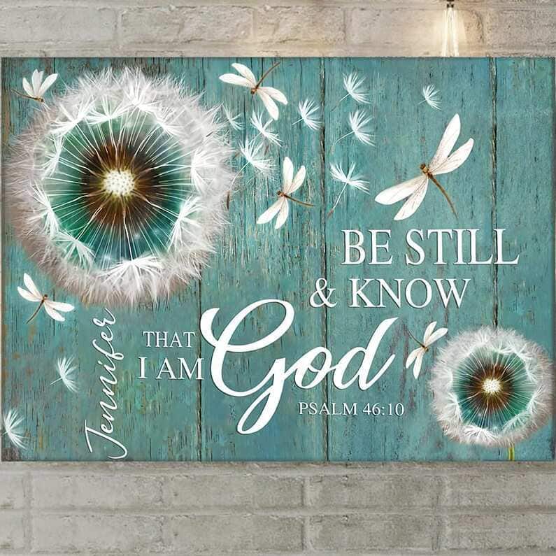 Personalized Christian Canvas Wall Art Be Still And Know That I Am God Custom Name
