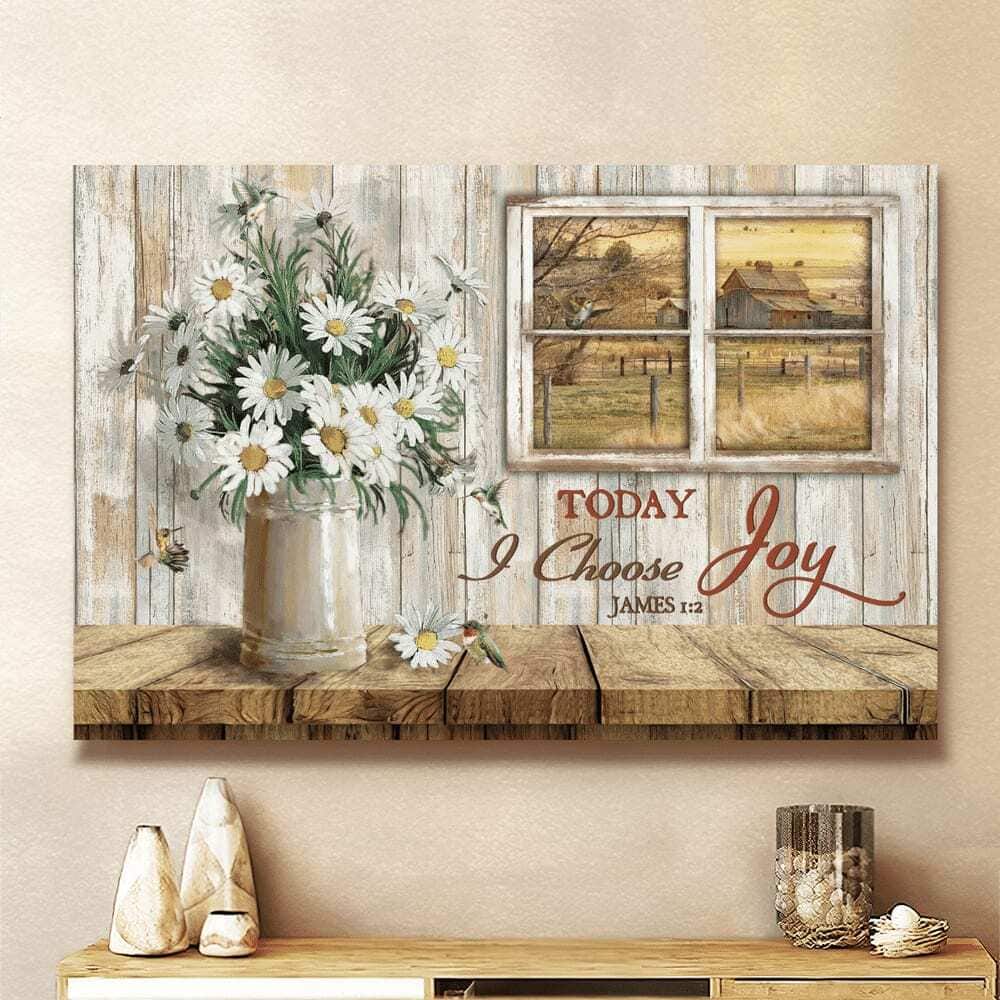 Christian Daisy Vase Today I Choose Joy Canvas Wall Art Christian Daisy Vase Today I Choose Joy Canvas Wall Art