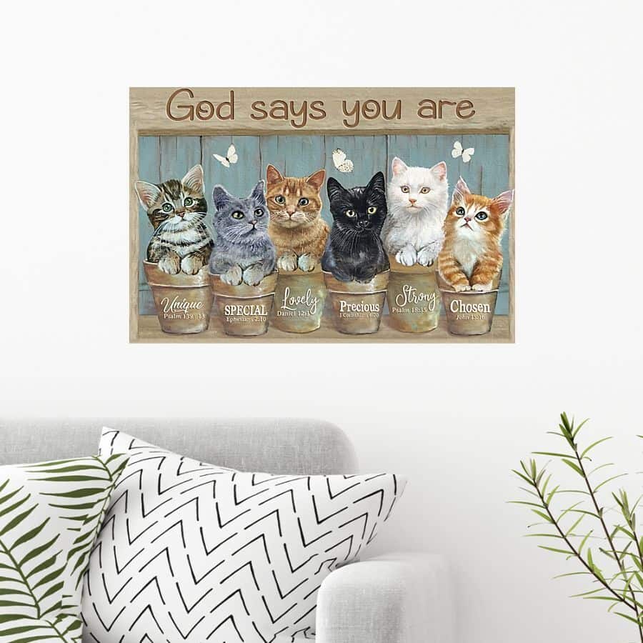 Christian Cute Cats God Says You Are Unique Special Canvas Wall Art Christian Cute Cats God Says You Are Unique Special Canvas Wall Art