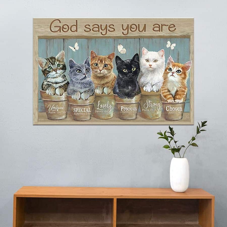 Christian Cute Cats God Says You Are Unique Special Canvas Wall Art Christian Cute Cats God Says You Are Unique Special Canvas Wall Art
