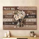 Christian Pray Big Worry Small Trust God Religious Jesus Canvas Wall Art