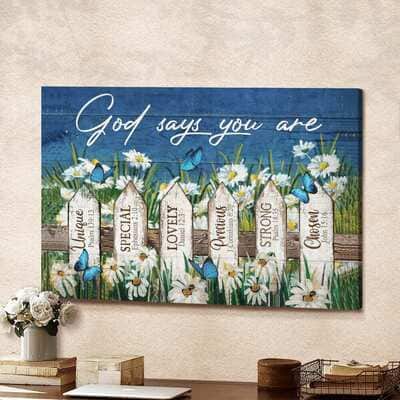 Christian Daisy Garden God Says You Are Unique Special Canvas Wall Art