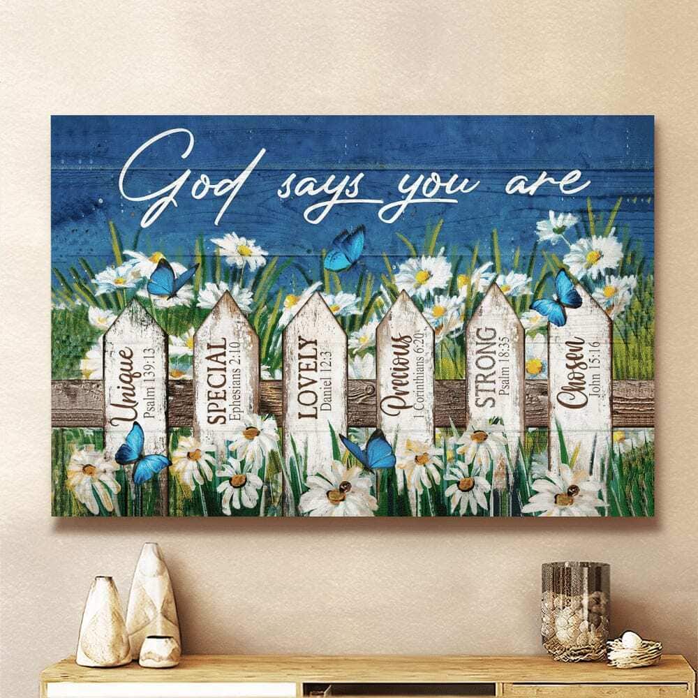 Christian Daisy Garden God Says You Are Unique Special Canvas Wall Art Christian Daisy Garden God Says You Are Unique Special Canvas Wall Art
