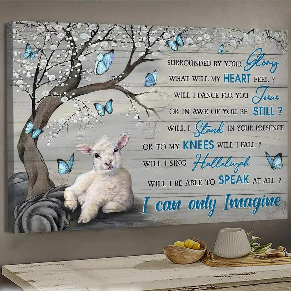 Christian I Can Only Imagine Canvas Wall Art Lamb Butterflies