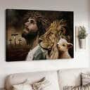 Lamb Of God Lion Of Judah Jesus Cross Symbol Canvas Wall Art Lamb Of God Lion Of Judah Jesus Cross Symbol Canvas Wall Art