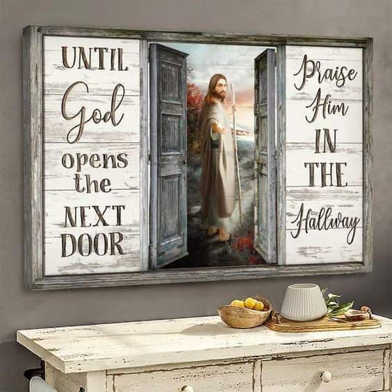 Jesus Christian Canvas Wall Art Take His Hand Until God Opens The Next Door Jesus Christian Canvas Wall Art Take His Hand Until God Opens The Next Door