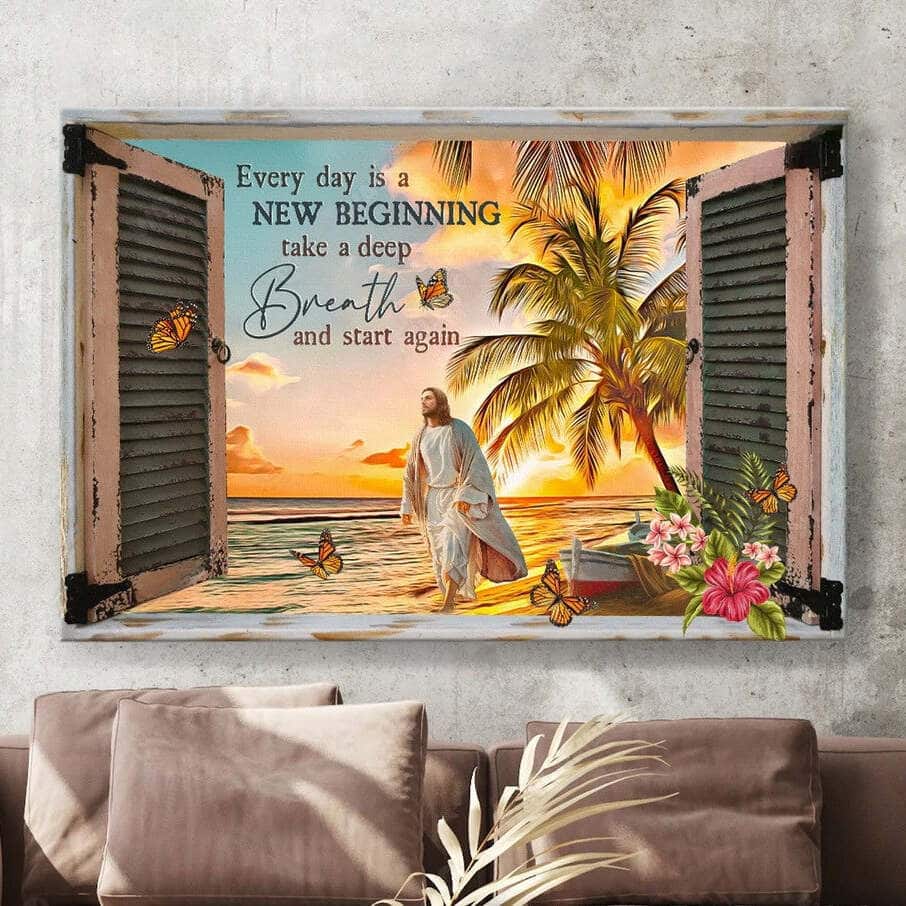 Jesus Christian Canvas Wall Art Every Day Is A New Beginning Jesus Christian Canvas Wall Art Every Day Is A New Beginning