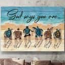 Sea Turtle Sand Beach God Says You Are Canvas Wall Art Sea Turtle Sand Beach God Says You Are Canvas Wall Art