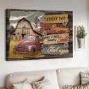 Old Car Wooden Barn Windmill Every Day Is A New Beginning Canvas Wall Art Old Car Wooden Barn Windmill Every Day Is A New Beginning Canvas Wall Art