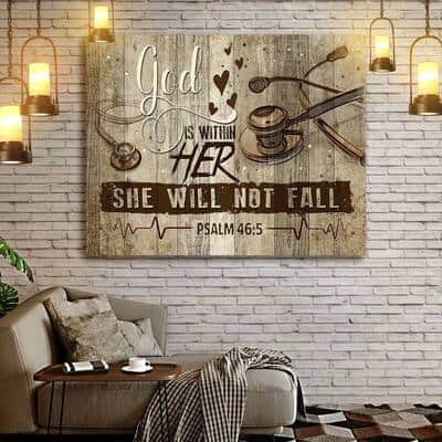 Christian Canvas Wall Art Nurse God Is Within Her