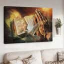 Magic Bible Jesus's Hand White Dove Canvas Wall Art