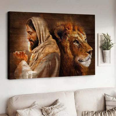 Lion King Of Kings Pray For Healing Jesus Canvas Wall Art