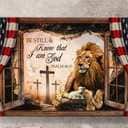 Lion And Lamb Be Still And Know That I Am God Canvas Wall Art