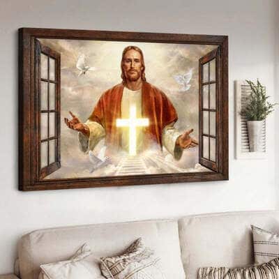 Cross Dove Come With Me Jesus Canvas Wall Art