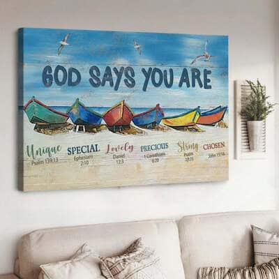 Christian God Says You Are Canvas Wall Art Boat Beach