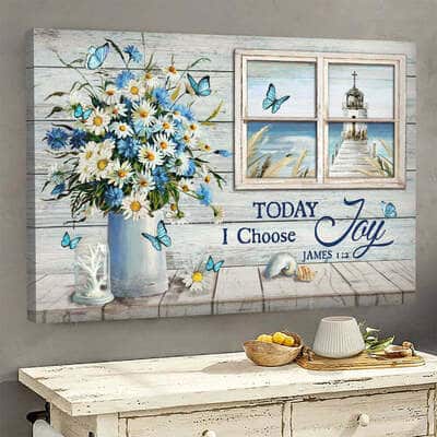 Daisy Flower Christian James 1:2 Today I Choose Joy Canvas Wall Art Daisy Flower Christian James 1:2 Today I Choose Joy Canvas Wall Art