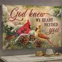 Cardinal Pinecone God Knew My Heart Needed You Canvas Wall Art