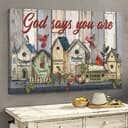 Vintage Bird House God Says You Are Canvas Wall Art Vintage Bird House God Says You Are Canvas Wall Art