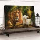 Unique Cross Lion Of Judah Lamb Of God Canvas Wall Art