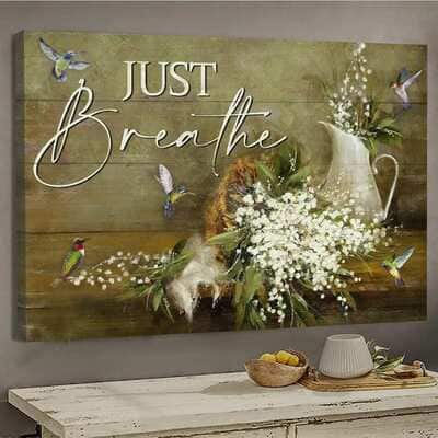 Baby Flower Hummingbird Jesus Just Breathe Canvas Wall Art
