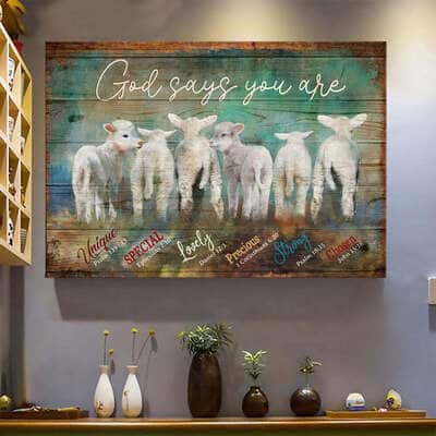 Adorable Baby Lambs God Says You Are Canvas Wall Art