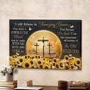 Sunflower Field Christian Canvas Wall Art The Old Rugged Cross I Still Believe In Amazing Grace