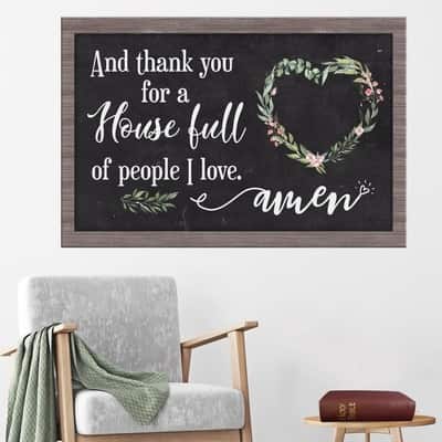 Christian Canvas Wall Art Thank You For A House Full Of People I Love