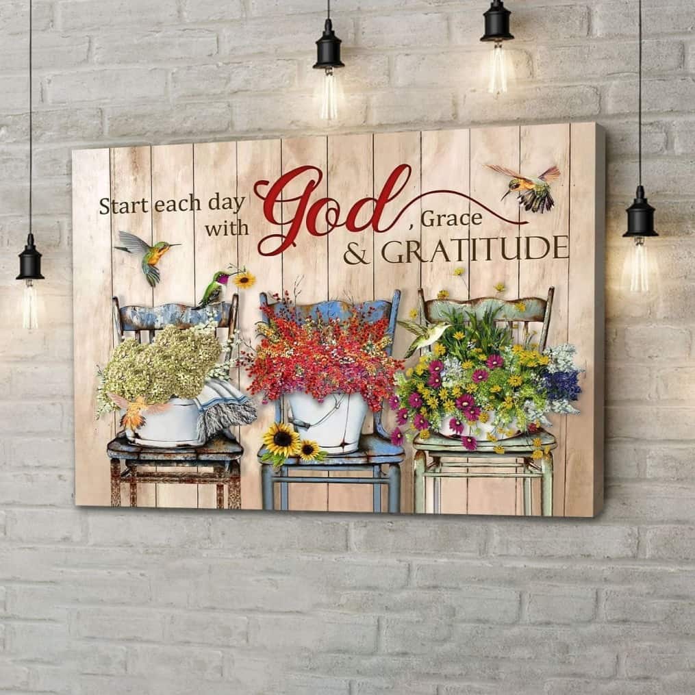 Christian Canvas Wall Art Start Each Day With God Grace And Gratitude Christian Canvas Wall Art Start Each Day With God Grace And Gratitude