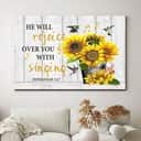 Christian Canvas Wall Art Zephaniah 3:17 He Will Rejoice Over You With Singing