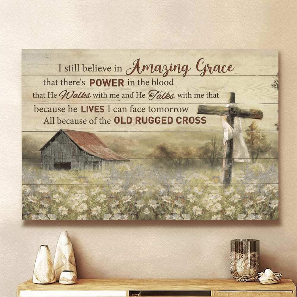 All Because Of The Old Rugged Cross Jesus Christian Canvas Wall Art